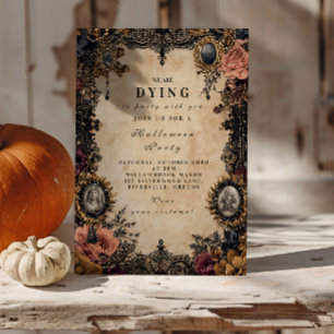 Convite Halloween Gótico Cameo Vintage