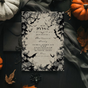 Convite Halloween Gótico de Morcegos Assombrados