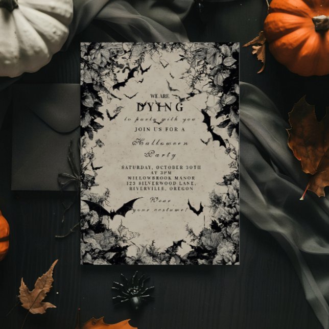 Convite Halloween Gótico de Morcegos Assombrados (Criador carregado)