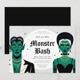 Convite Halloween Góticos Frankenstein Monster Bash