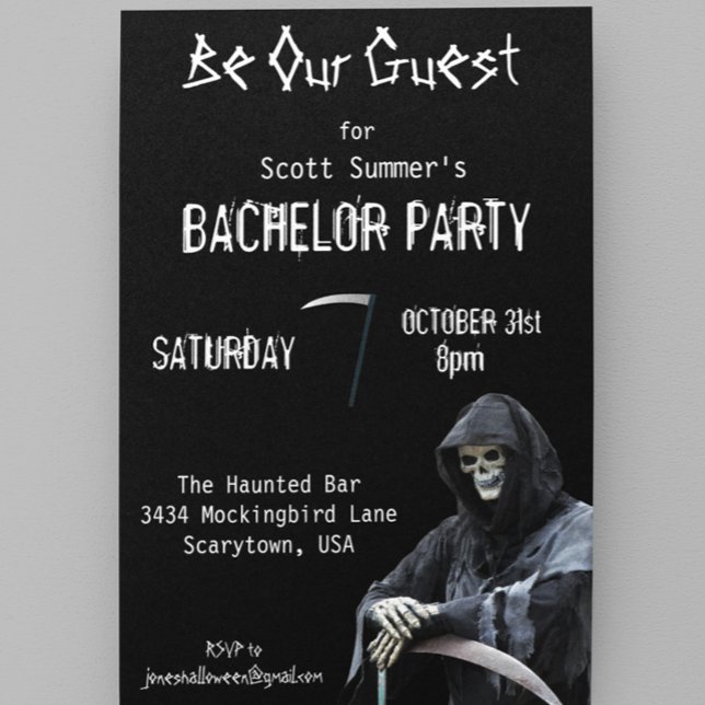 Convite Halloween Grim Reaper Bachelor Party (Criador carregado)