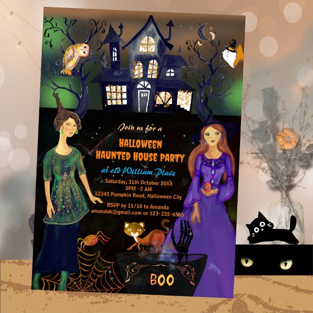 CONVITE HALLOWEEN HAUNTED HOUSE PARTIDO (HALLOWEEN HAUNTED HOUSE PARTY INVITATION)