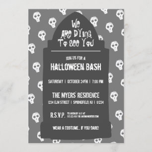 Convite Halloween Headstone Morrendo para vê-lo