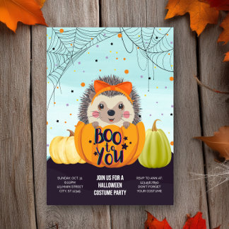 Convite Halloween Hedgehog Pumpkin Spooky Festa de Figurin