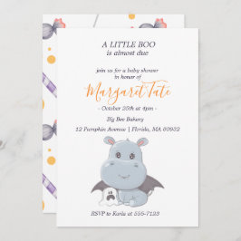 Convite Halloween Hippopotamus Little Boo Chá de fraldas