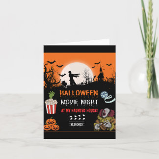Convite Halloween Horror Movie Night Party Invitation