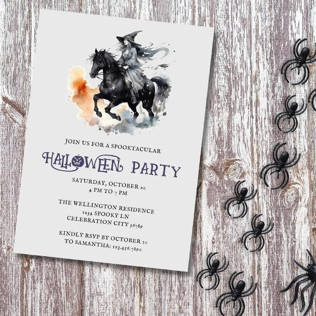 Convite Halloween Horse Witch Spooky, Partido Equestre (Criador carregado)