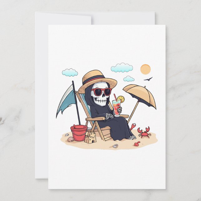 Convite Halloween in Summer – Grim Reaper on the Beach (Frente)