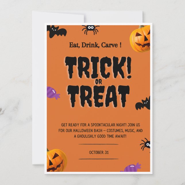 Convite halloween invitations, Trick or Treat (Frente)