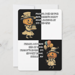 Convite Halloween Jack o Lanterna em Preto