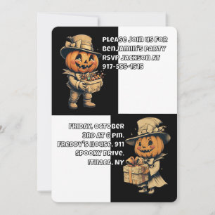 Convite Halloween Jack o Lanterna em Preto