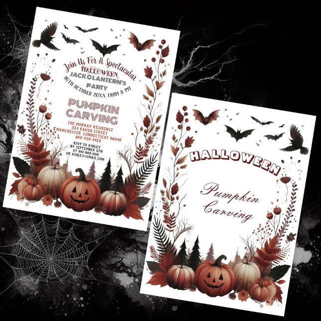 Convite Halloween Jack O Lanternas Pumpkin Carving Party (Halloween Jack O Lanterns Pumpkin Carving Party Invitation)