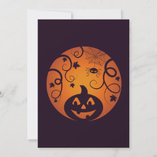 Convite Halloween Jack ou lanterna abóbora face e aranha