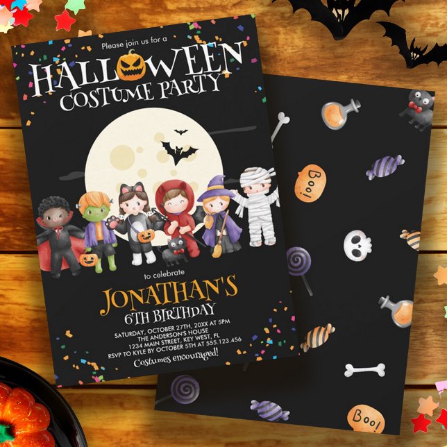 Convite Halloween Kids Costume Festa de aniversário (Fun Halloween Kids Costume Birthday Party Invitation)