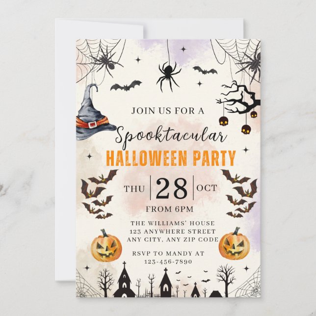 Convite Halloween Kids Spooktacular Party Invitation (Frente)