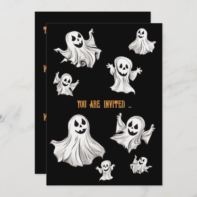 Convite Halloween: Kleine Geister -  (Frente/Verso)