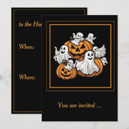 Convite Halloween: Kleine Geister mit Kürbissen - 