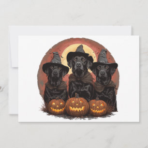 Convite Halloween Labrador Retriever Cachorros Bruxos