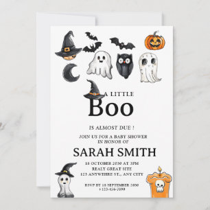 Convite Halloween Little Boo é quase Chá de fraldas devido