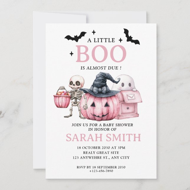 Convite Halloween Little Boo é quase Chá de fraldas devido (Frente)