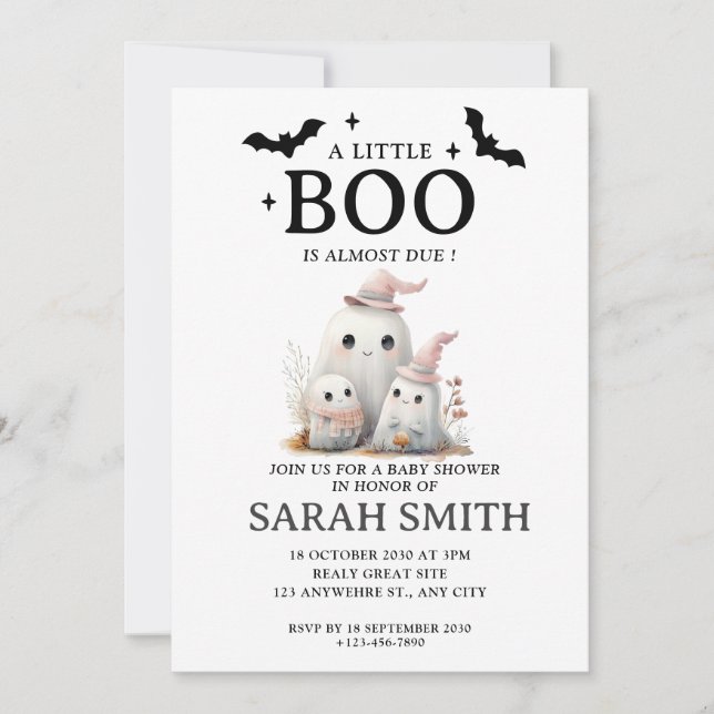 Convite Halloween Little Boo é quase Chá de fraldas devido (Frente)