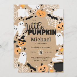 Convite Halloween Little Pumpkin Ghost Birthday Party