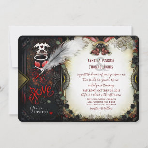 Convite Halloween Love - Letra de Recepção de casamento 