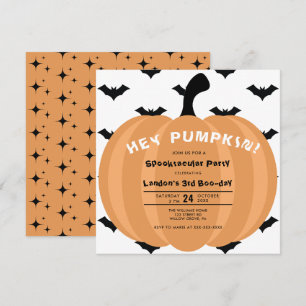 Convite Halloween Moderno de Pumpkin A Qualquer Ano Aniver