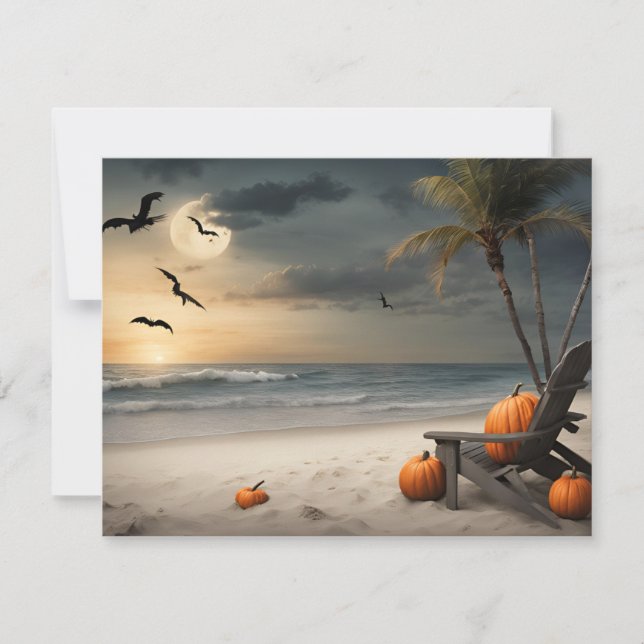 Convite Halloween na praia - Notecard Vazio (Frente)