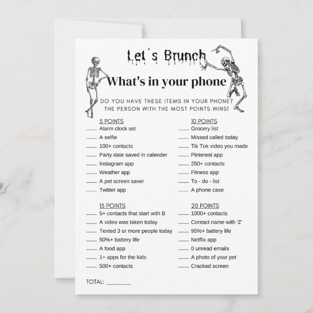 Convite Halloween O Que Há No Seu Jogo De Festa De Brunch (Frente)