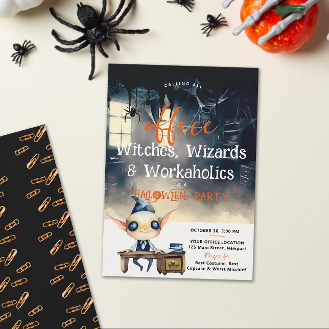 Convite Halloween Office Party Business Corporate Ghoulish (Halloween office party ghoul funny fun elegant modern cute law accountant finance financial business)