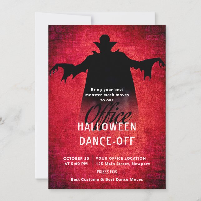 Convite Halloween Office Party Business Monster (Frente)