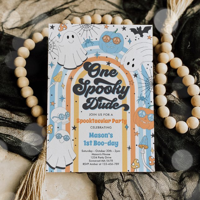 Convite Halloween One Spooky Dude Festa de primeiro aniver (Criador carregado)