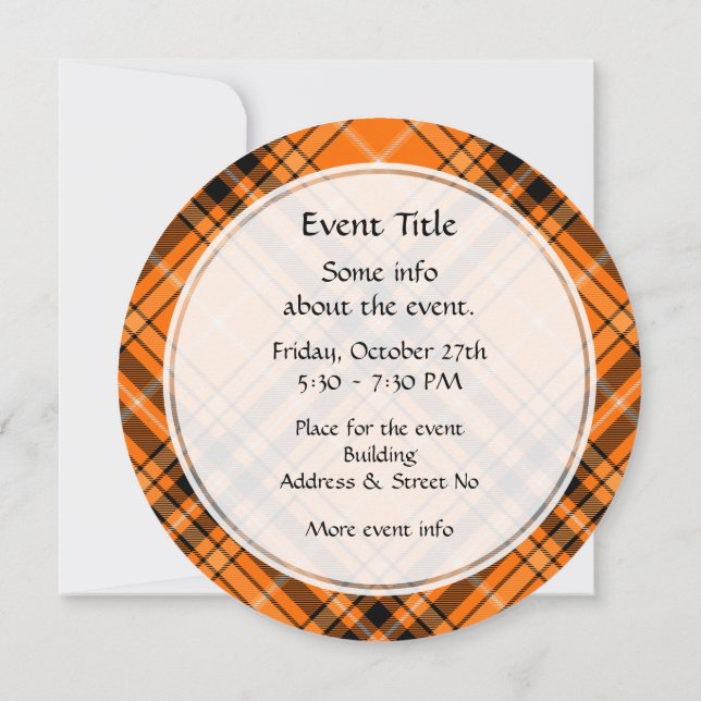 Convite Halloween Orange Tartan (Verso)