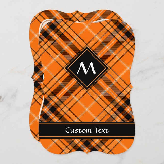 Convite Halloween Orange Tartan (Frente/Verso)