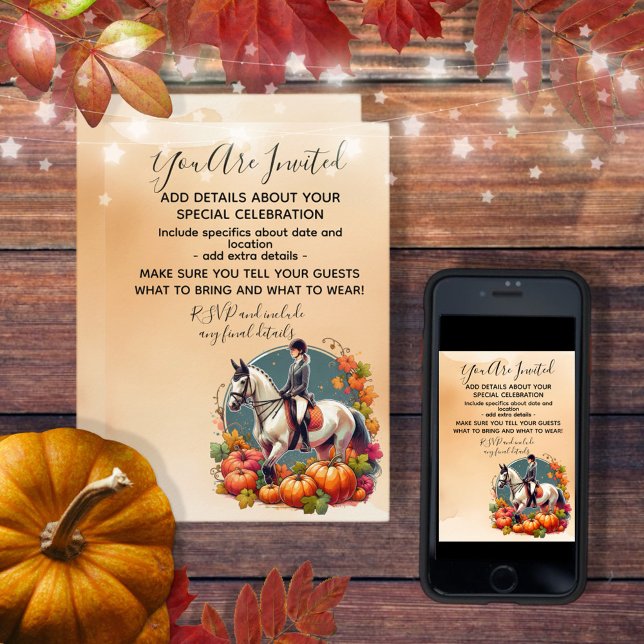 Convite Halloween Outono Equestre (Enjoy this totally customizable equestrian design!)