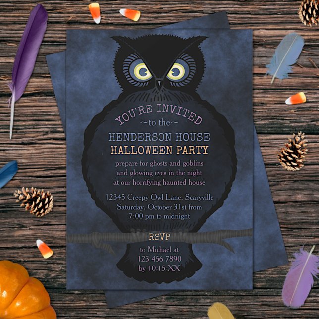 Convite Halloween Owl Huneen House Party (Criador carregado)