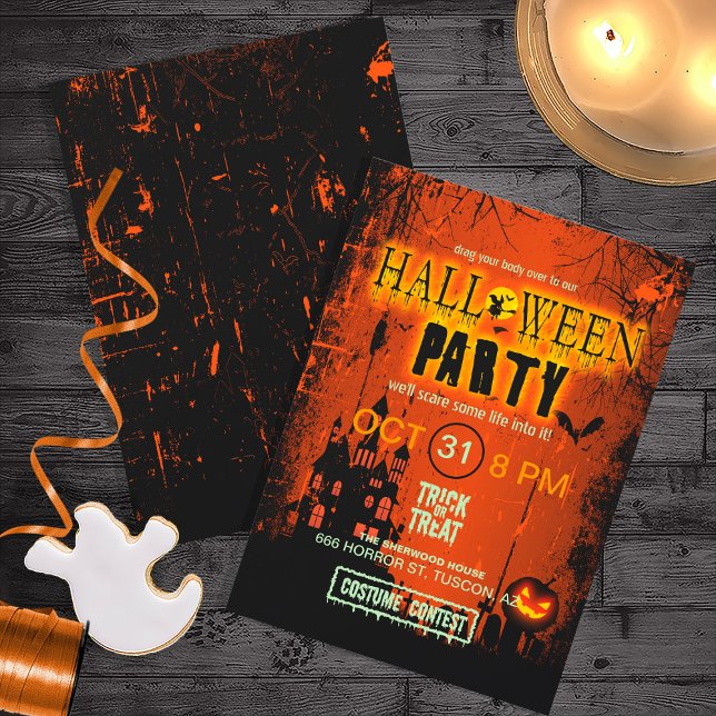 Convite Halloween Party ID578 (Front/Back In Situ)