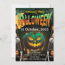 Convite Halloween Party Invite | Elegant Pumpkin Card