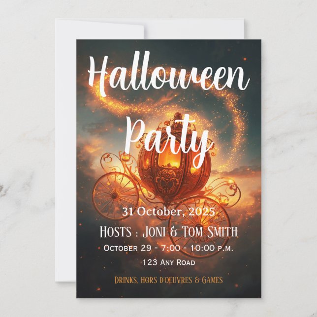Convite Halloween Party Invite | Elegant Pumpkin Card (Frente)