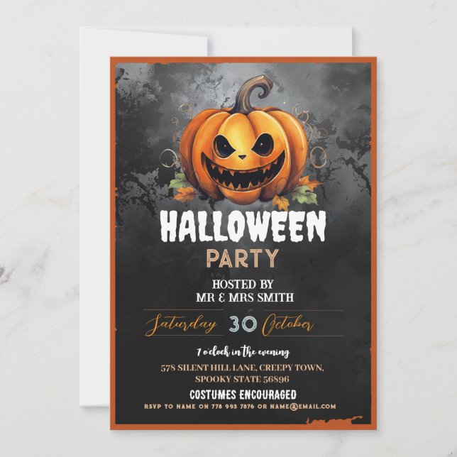 Convite Halloween Party Pumpkin Horror Assustador (Frente)
