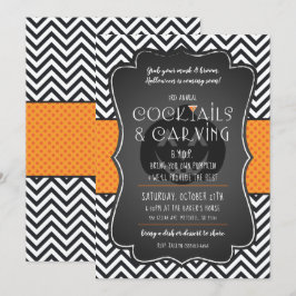 Convite Halloween Pumpkin Carving and Cocktails Invitation