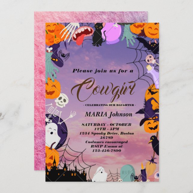 Convite Halloween Pumpkin Little Boo Chá de fraldas Convit (Frente/Verso)