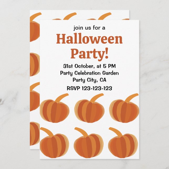 Convite Halloween Pumpkin outono outono no outono (Frente/Verso)