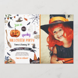 Convite Halloween Pumpkin Witch Cat Spider Spookit Anivers