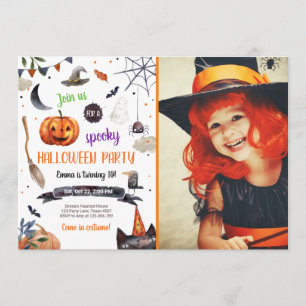 Convite Halloween Pumpkin Witch Cat Spider Spookit Anivers