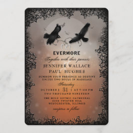 Convite Halloween Ravens e Corações PERSONALIZÁVEIS EDITÁV