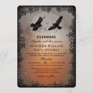 Convite Halloween Ravens e Corações PERSONALIZÁVEIS EDITÁV