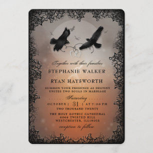 Convite Halloween Ravens e Hearts Evermore Wedding