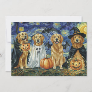 Convite Halloween Retriever Dogs Ghost Boo Roupa de Bruxa